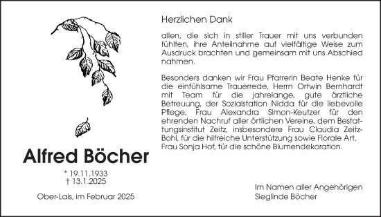 Traueranzeige von Alfred Böcher von Kreis-Anzeiger