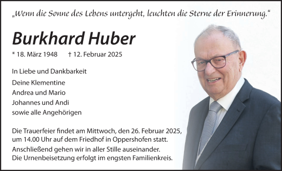 Traueranzeige von Burkhard Huber von Wetterauer Zeitung, Butzbacher Zeitung, Wetterauer Zeitung, Butzbacher Zeitung, Wetterauer Zeitung, Butzbacher Zeitung