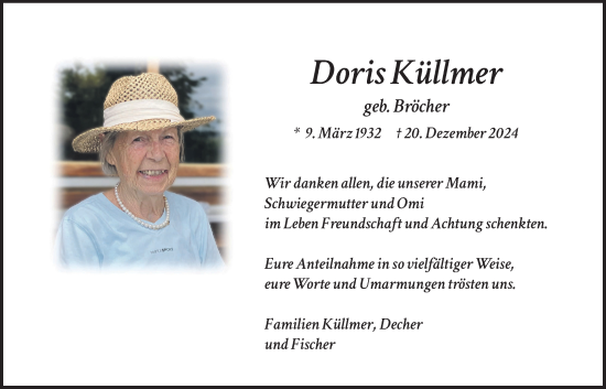 Traueranzeige von Doris Küllmer von Bad Vilbel/Karben