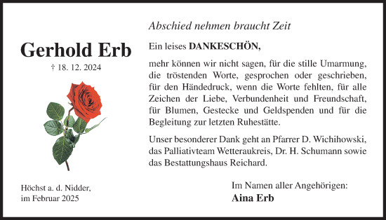 Traueranzeige von Gerhold Erb von Kreis-Anzeiger
