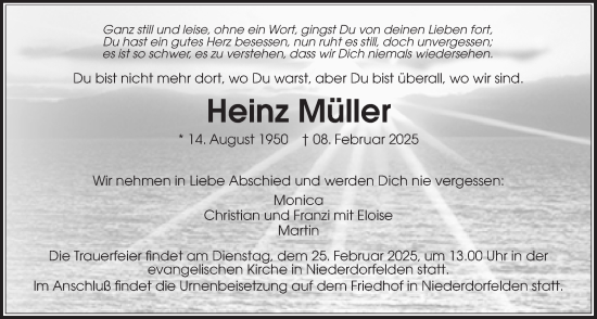 Traueranzeige von Heinz Müller von Bad Vilbel/Karben