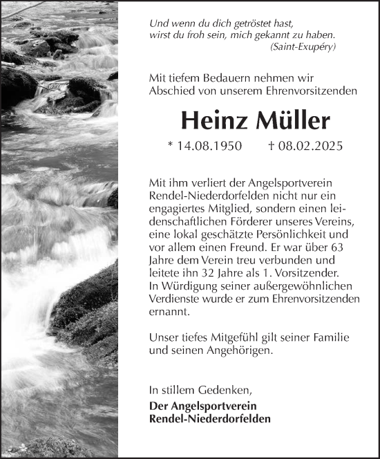 Traueranzeige von Heinz Müller von Bad Vilbel/Karben