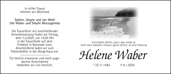 Traueranzeige von Helene Waber von Kreis-Anzeiger