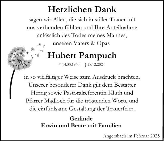 Traueranzeige von Hubert Pampuch 