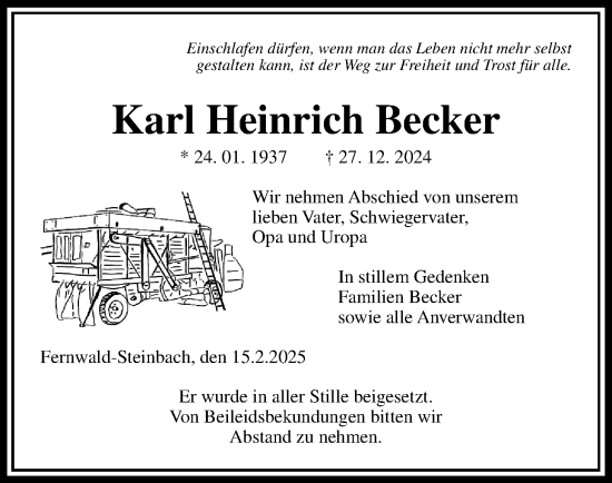 Traueranzeige von Karl Heinrich Becker von Giessener Anzeiger, Giessener Allgemeine, Alsfelder Allgemeine, Giessener Anzeiger, Giessener Allgemeine, Alsfelder Allgemeine, Giessener Anzeiger, Giessener Allgemeine, Alsfelder Allgemeine