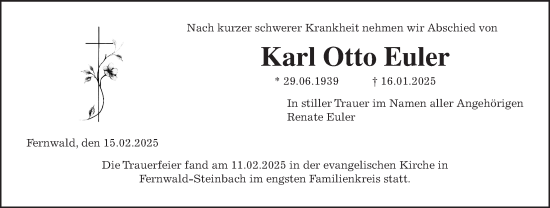 Traueranzeige von Karl Otto Euler von Giessener Anzeiger, Giessener Allgemeine, Alsfelder Allgemeine