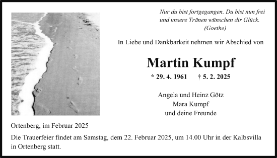 Traueranzeige von Martin Kumpf von Kreis-Anzeiger