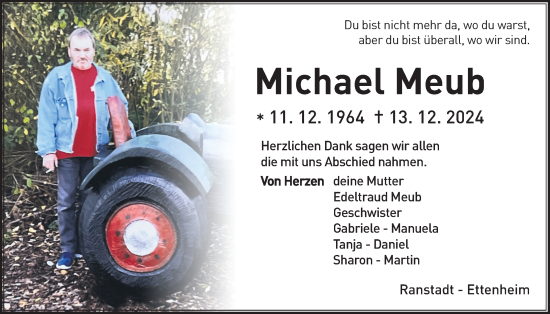 Traueranzeige von Michael Meub von Kreis-Anzeiger