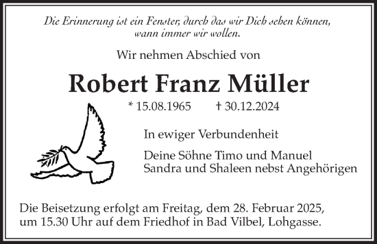 Traueranzeige von Robert Franz Müller von Bad Vilbel/Karben
