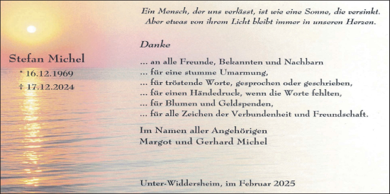 Traueranzeige von Stefan Michel von Kreis-Anzeiger