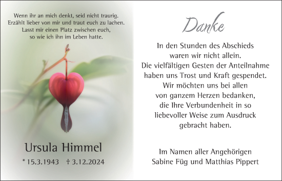 Traueranzeige von Ursula Himmel von Lauterbacher Anzeiger