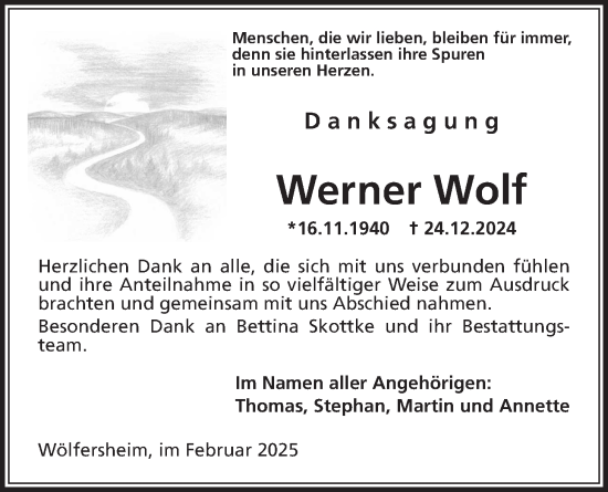 Traueranzeige von Werner Wolf von Wetterauer Zeitung