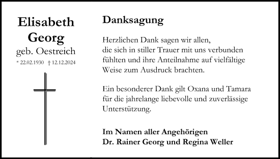 Traueranzeige von Elisabeth Georg von Lauterbacher Anzeiger