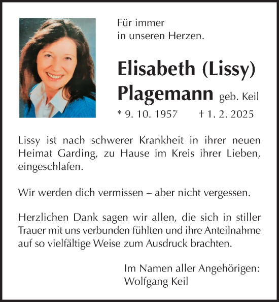 Traueranzeige von Elisabeth Plagemann von Giessener Allgemeine, Alsfelder Allgemeine, Giessener Anzeiger