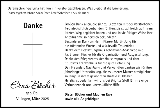 Traueranzeige von Erna Böcher von Licher Wochenblatt