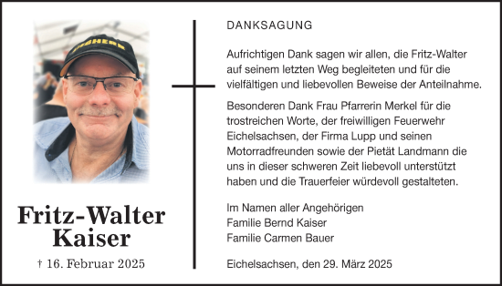 Traueranzeige von Fritz-Walter Kaiser von Kreis-Anzeiger
