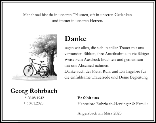 Traueranzeige von Georg Rohrbach von Lauterbacher Anzeiger, Oberhessische Zeitung