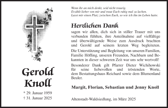 Traueranzeige von Gerold Knoll von Kreis-Anzeiger