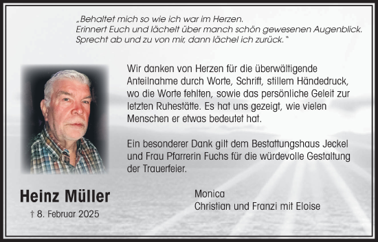 Traueranzeige von Heinz Müller von Bad Vilbel/Karben