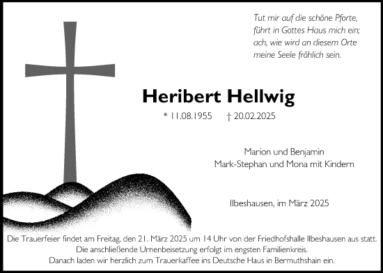 Traueranzeige von Heribert Hellwig von Lauterbacher Anzeiger