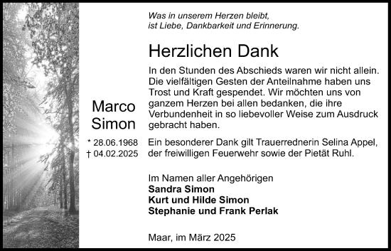 Traueranzeige von Marco Simon von Lauterbacher Anzeiger