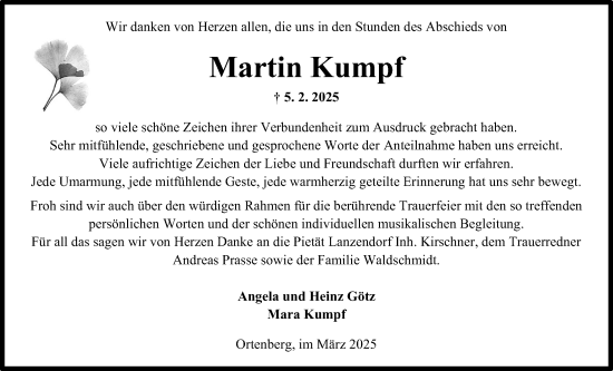 Traueranzeige von Martin Kumpf von Kreis-Anzeiger