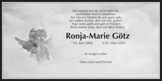 Traueranzeige von Ronja-Marie Götz von Wetterauer Zeitung