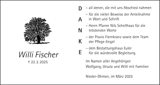 Traueranzeige von Willi Fischer von Mücker Stimme