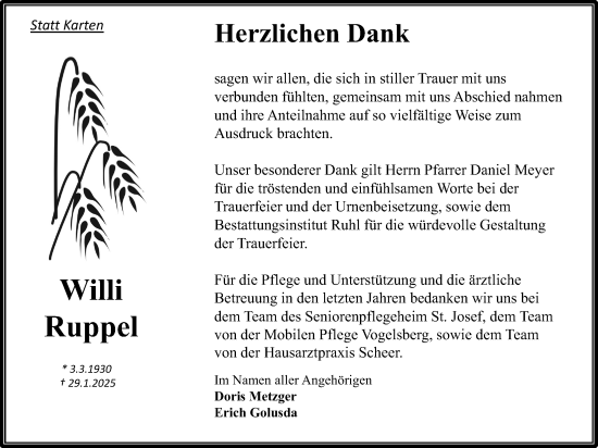 Traueranzeige von Erich Golusda von Lauterbacher Anzeiger, 