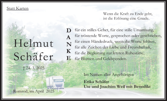 Traueranzeige von Helmut Schäfer von Oberhessische Zeitung, Oberhessische Zeitung
