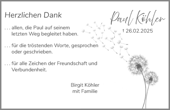 Traueranzeige von Paul Köhler von Licher Wochenblatt