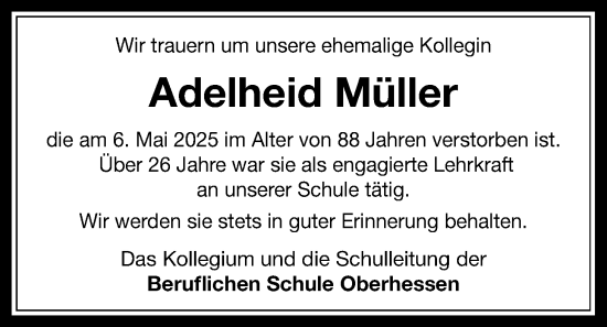 Traueranzeige von Adelheid Müller von Kreis-Anzeiger