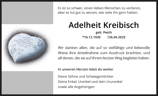 Traueranzeige von Adelheit Kreibisch von Bad Vilbel/Karben