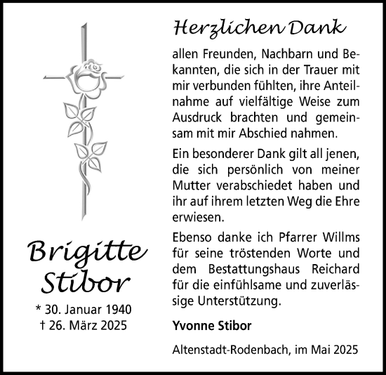 Traueranzeige von Brigitte Stibor von Kreis-Anzeiger