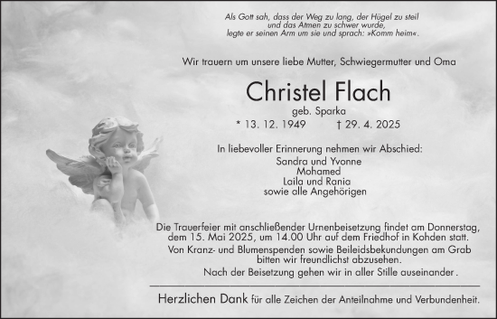 Traueranzeige von Christel Flach von Kreis-Anzeiger