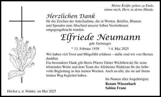 Traueranzeige von Elfriede Neumann von Kreis-Anzeiger