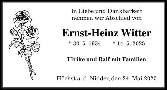 Traueranzeige von Ernst-Heinz Witter von Kreis-Anzeiger