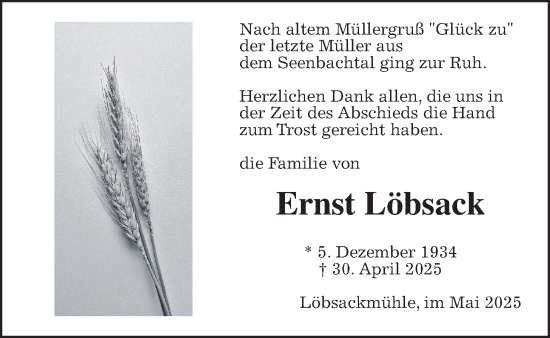 Traueranzeige von Ernst Löbsack von Giessener Anzeiger