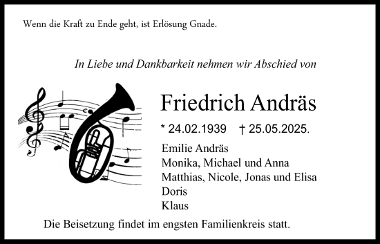 Traueranzeige von Friedrich Andräs von Wetterauer Zeitung
