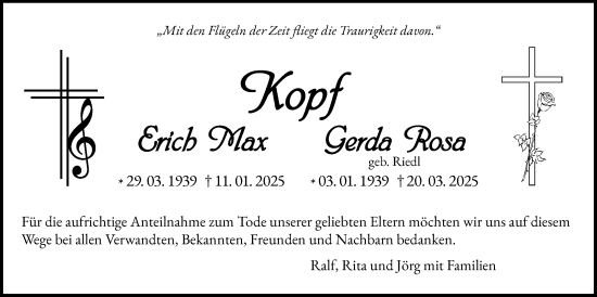 Traueranzeige von Gerda Rosa Kopf von Licher Wochenblatt