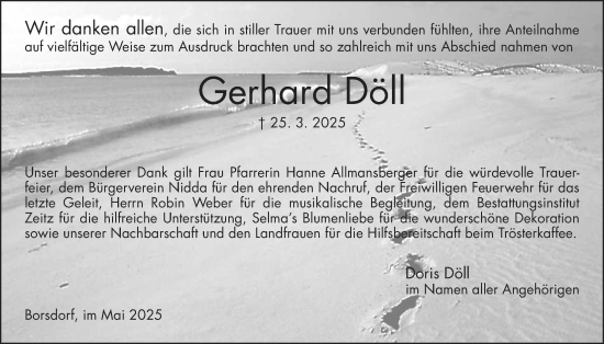 Traueranzeige von Gerhard Döll von Kreis-Anzeiger