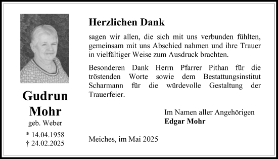 Traueranzeige von Gudrun Mohr von Lauterbacher Anzeiger