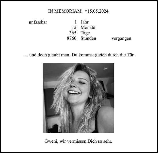 Traueranzeige von Gwen Cichon von Usinger Anzeiger, Usinger Anzeigenblatt