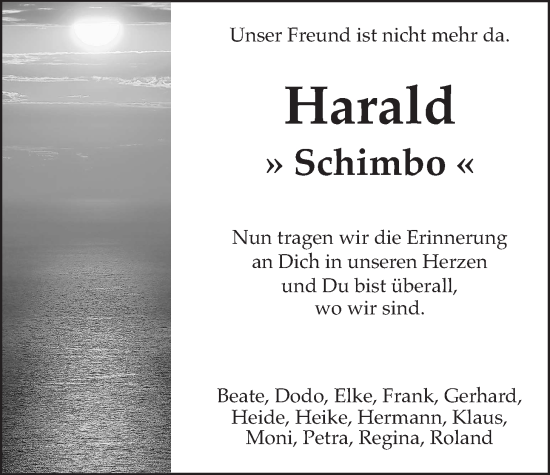 Traueranzeige von Harald Schimbera von Bad Vilbel/Karben