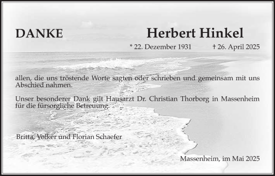 Traueranzeige von Herbert Hinkel von Bad Vilbel/Karben