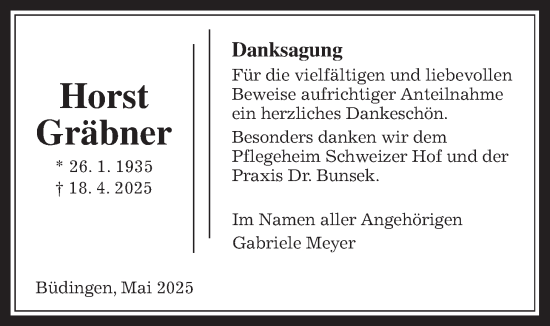 Traueranzeige von Horst Gräbner 
