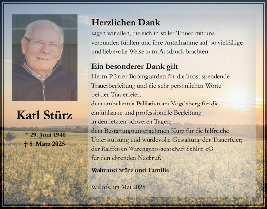 Traueranzeige von Karl Stürz 
