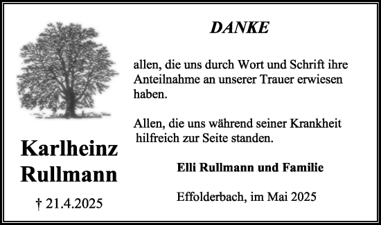 Traueranzeige von Karlheinz Rullmann von Kreis-Anzeiger