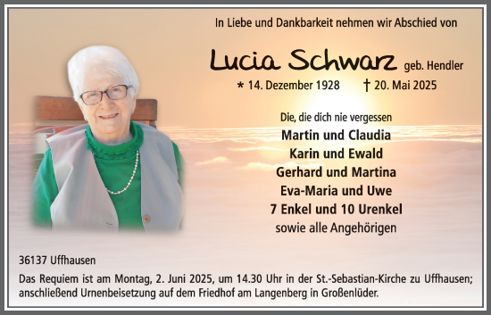 Traueranzeige von Lucio Schwarz von Lauterbacher Anzeiger