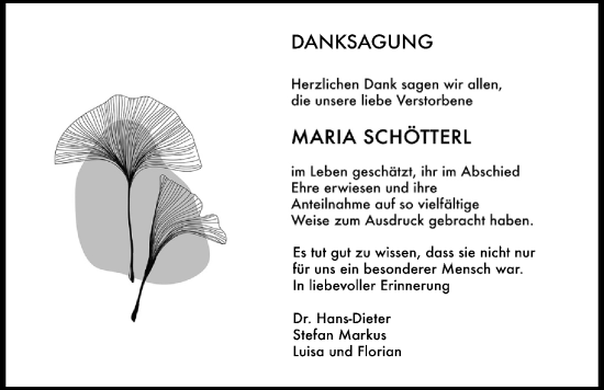 Traueranzeige von Maria Schötterl von Giessener Anzeiger, Giessener Allgemeine, Alsfelder Allgemeine